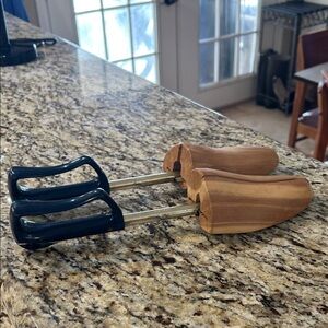 Wooden Shoe Trees with Black Handles